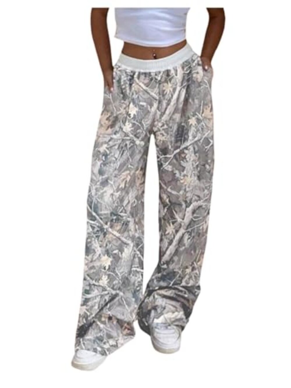 Women's Sweatpants Camo Elastic Waist Baggy Wide Leg Long Pants Streetwear